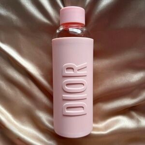 DIOR glass water bottle with pink skin & lid with box